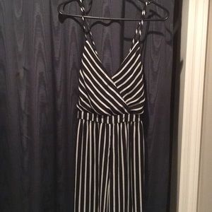 Wide leg black and white jumper